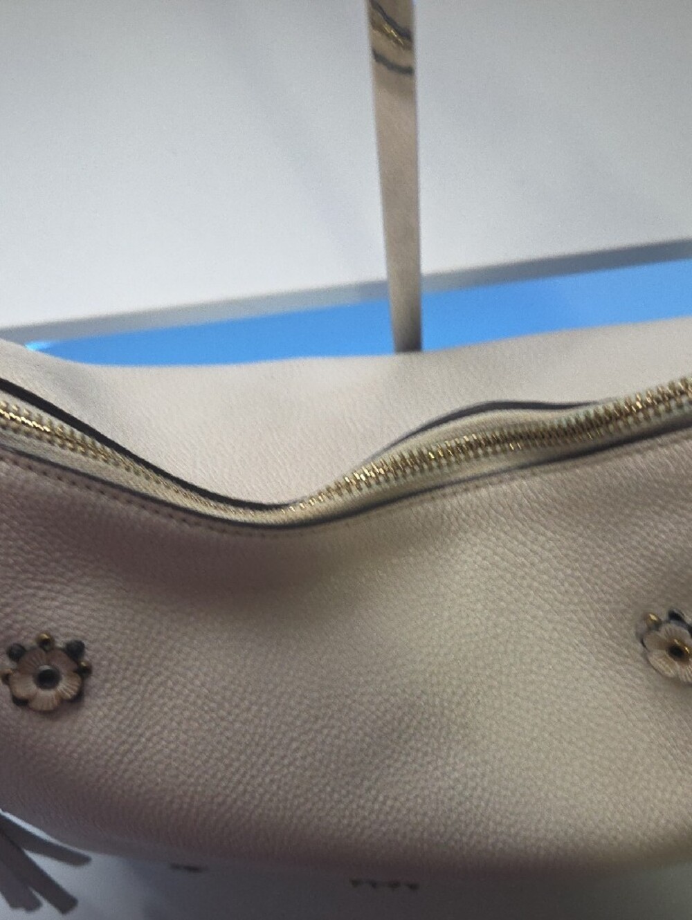 Coach Western Rivets/tea Rose Nomad Hobo Cream Leather - Picture 7 of 12